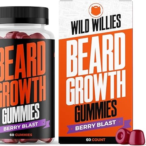 Wild Willies Beard Growth Gummies Supplement for Men - with Biotin & 19 Vitamins for Stronger, Thicker Facial Hair - 60 Gummies